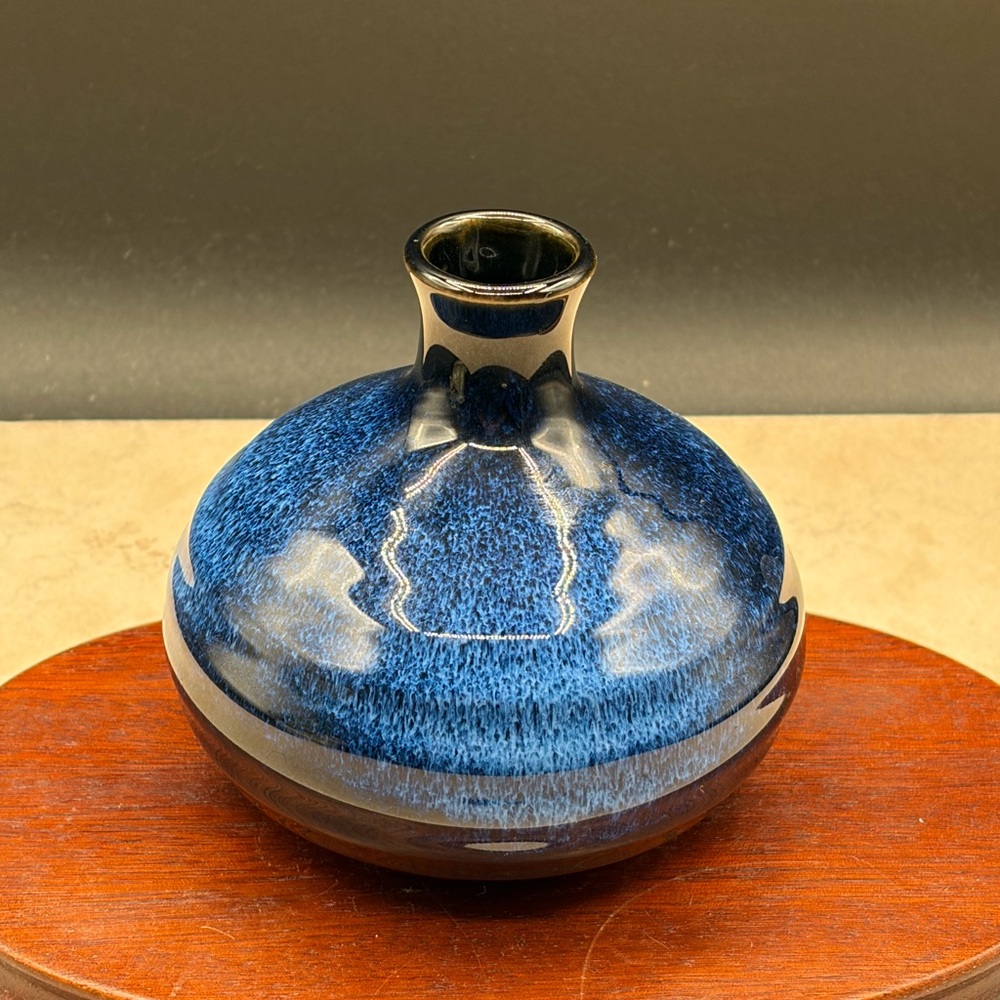 Blue Glazed Ceramic Bud Vase -Reserved